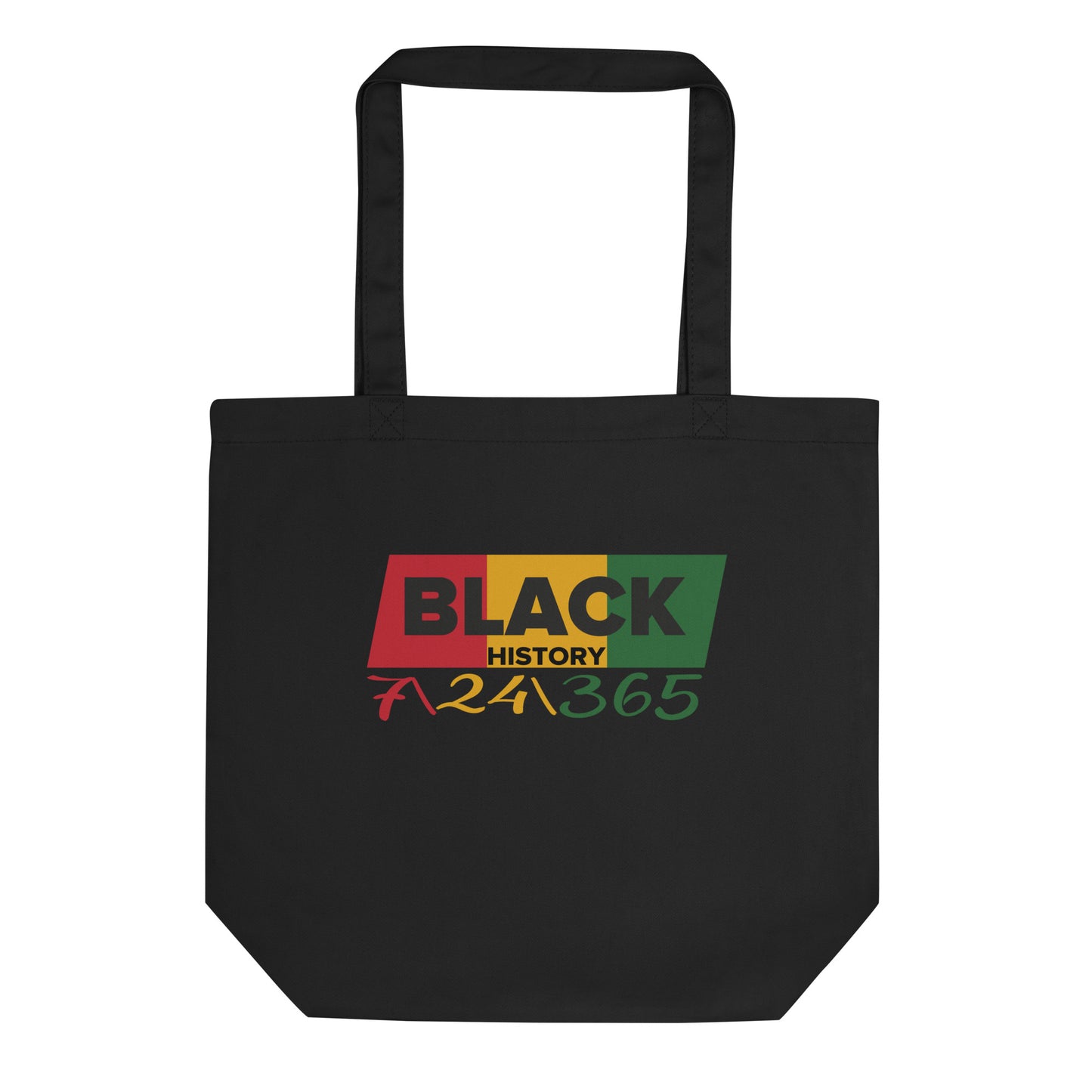 Black Eco Tote bag with Black History 365 print by Melanin Elevation – eco-friendly, durable, daily essentials