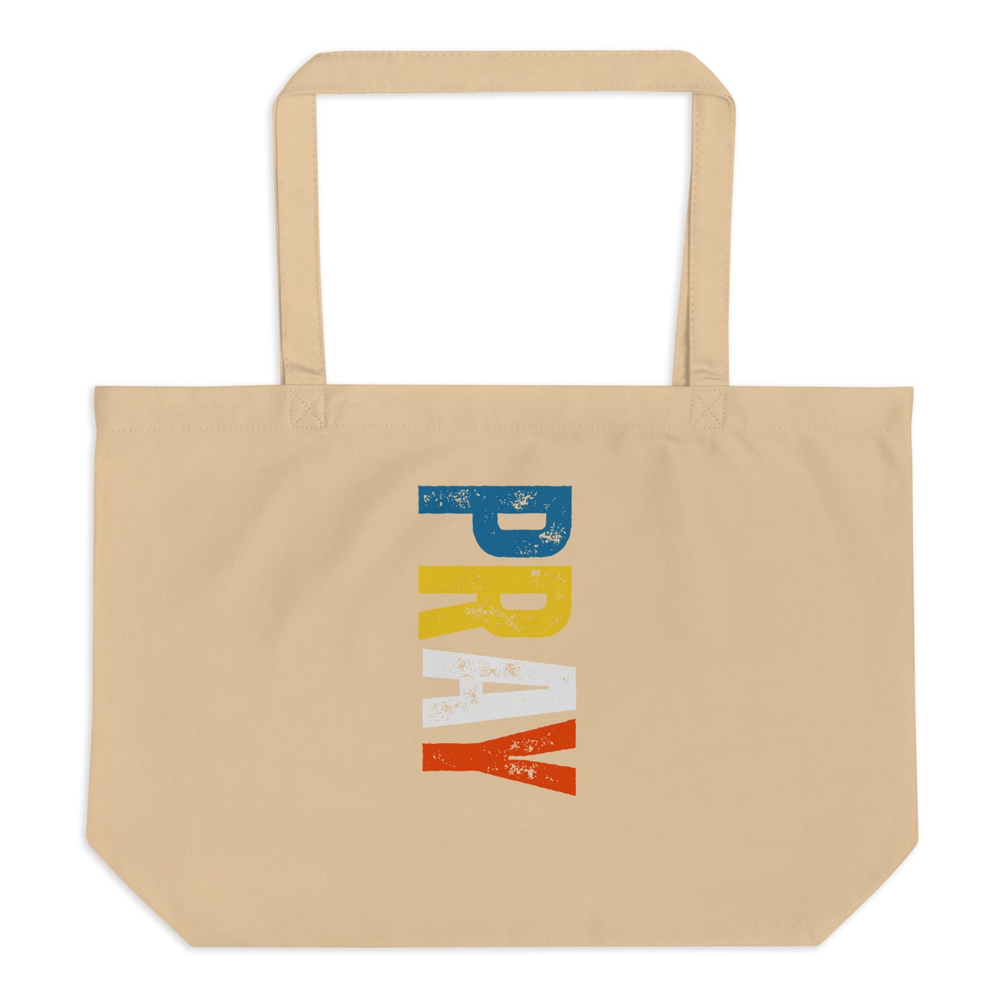 Large Beige Organic Tote bag with PRAY print by Melanin Elevation – eco-friendly, durable, daily essentials