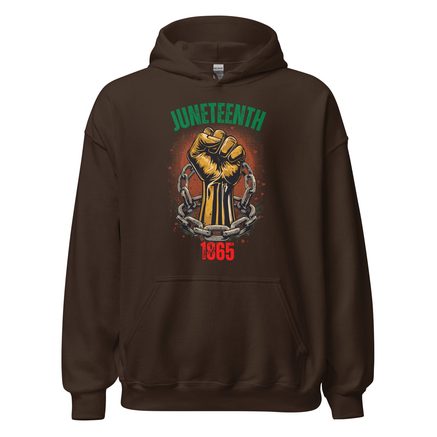 Juneteenth 1865 brown hoodie celebrating Black history, freedom, and cultural pride