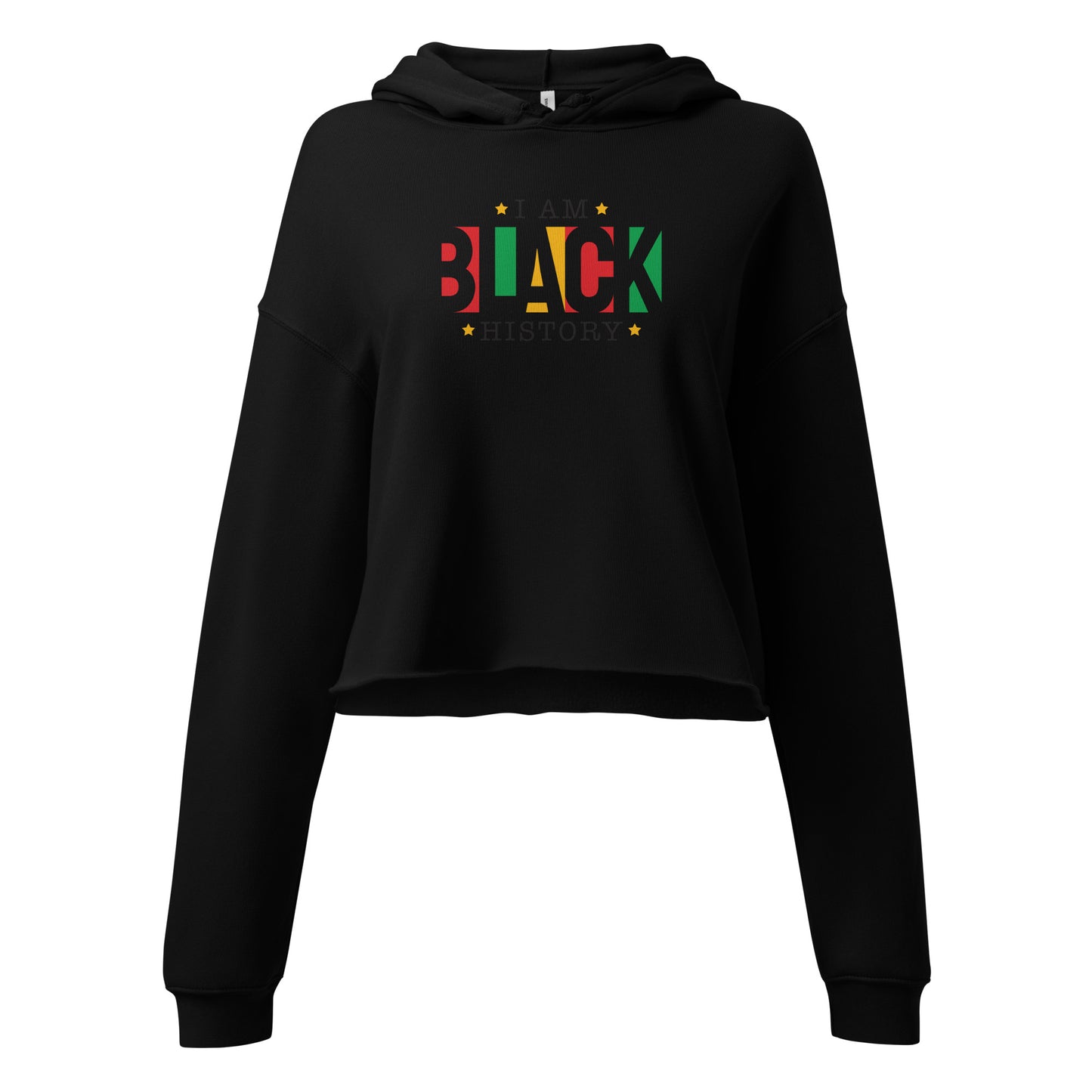Black “I Am Black History” cropped hoodie representing heritage and cultural empowerment.