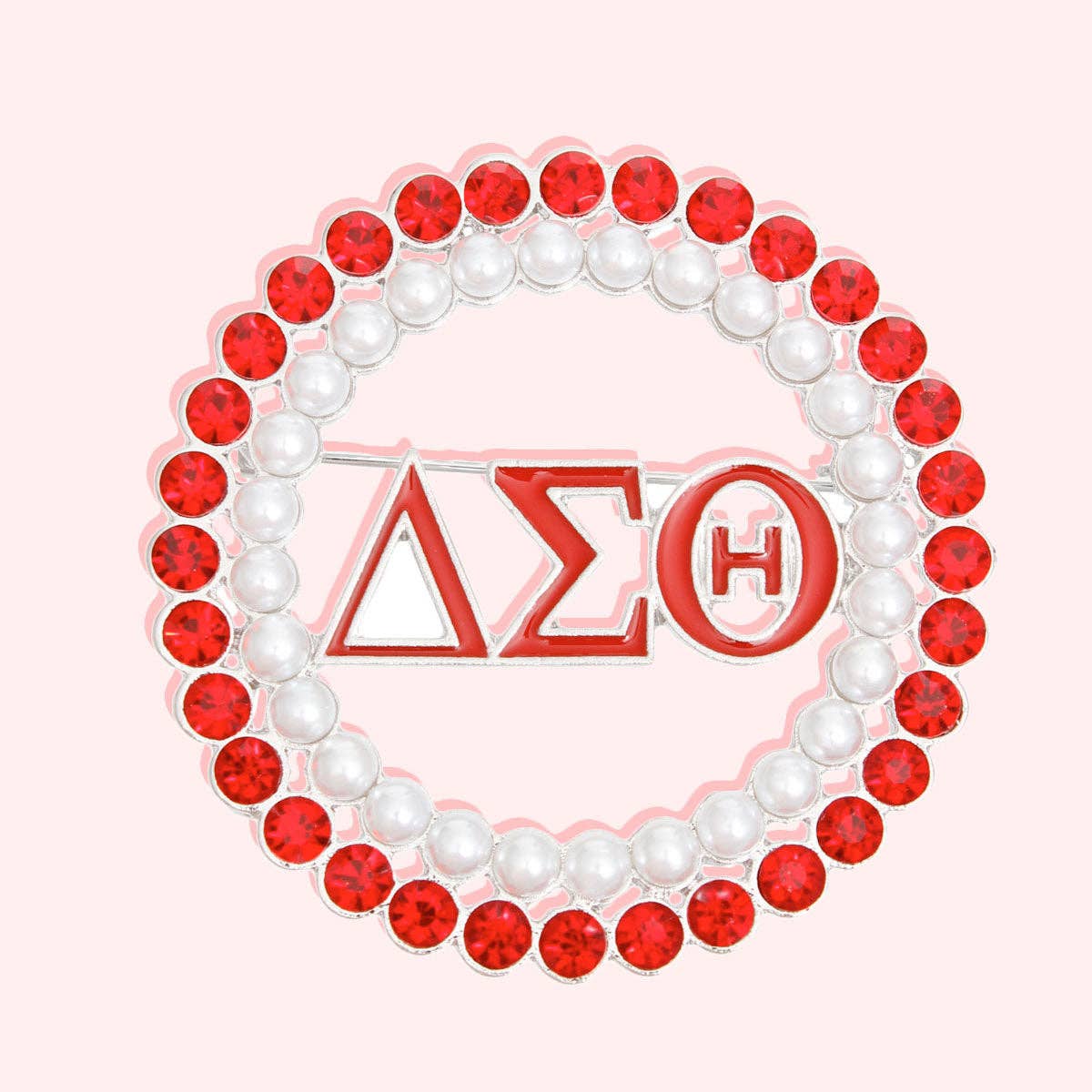 Brooch Red White Delta Round Pin for Women