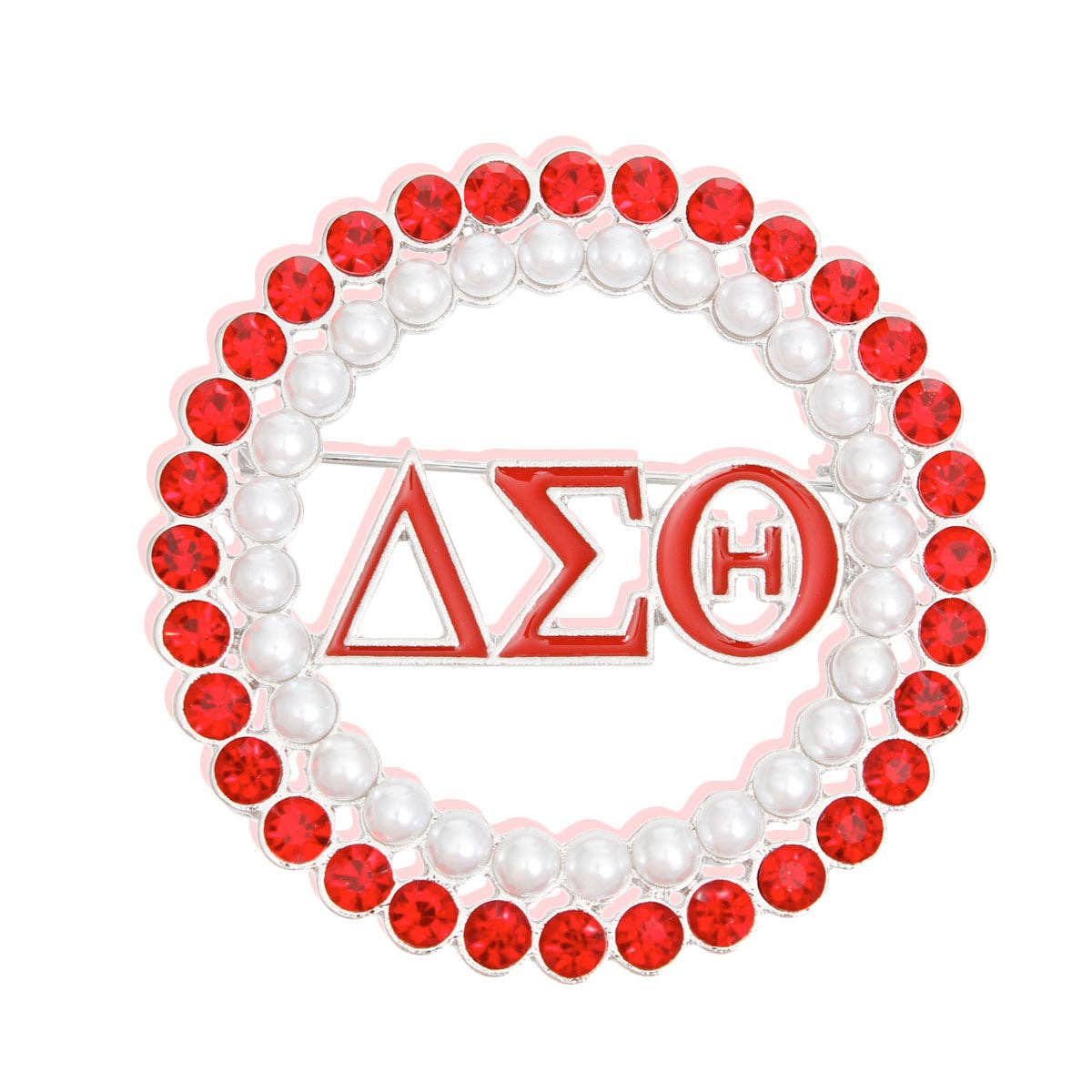 Brooch Red White Delta Round Pin for Women