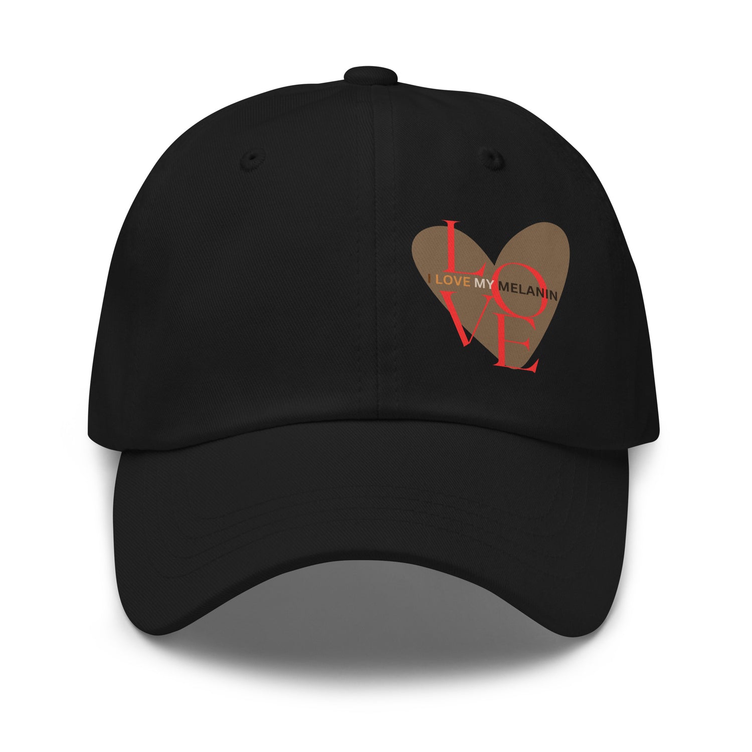 Black I Love My Melanin classic cotton dad hat with curved visor