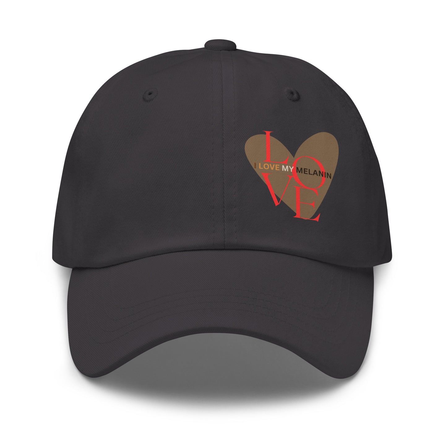 Dark Grey I Love My Melanin classic cotton dad hat with curved visor