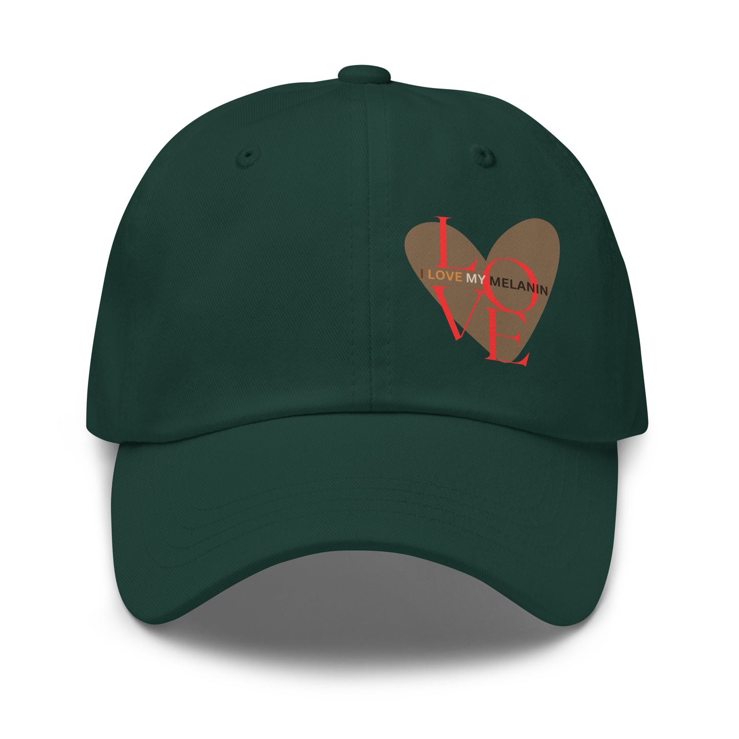 Spruce Green I Love My Melanin classic cotton dad hat with curved visor