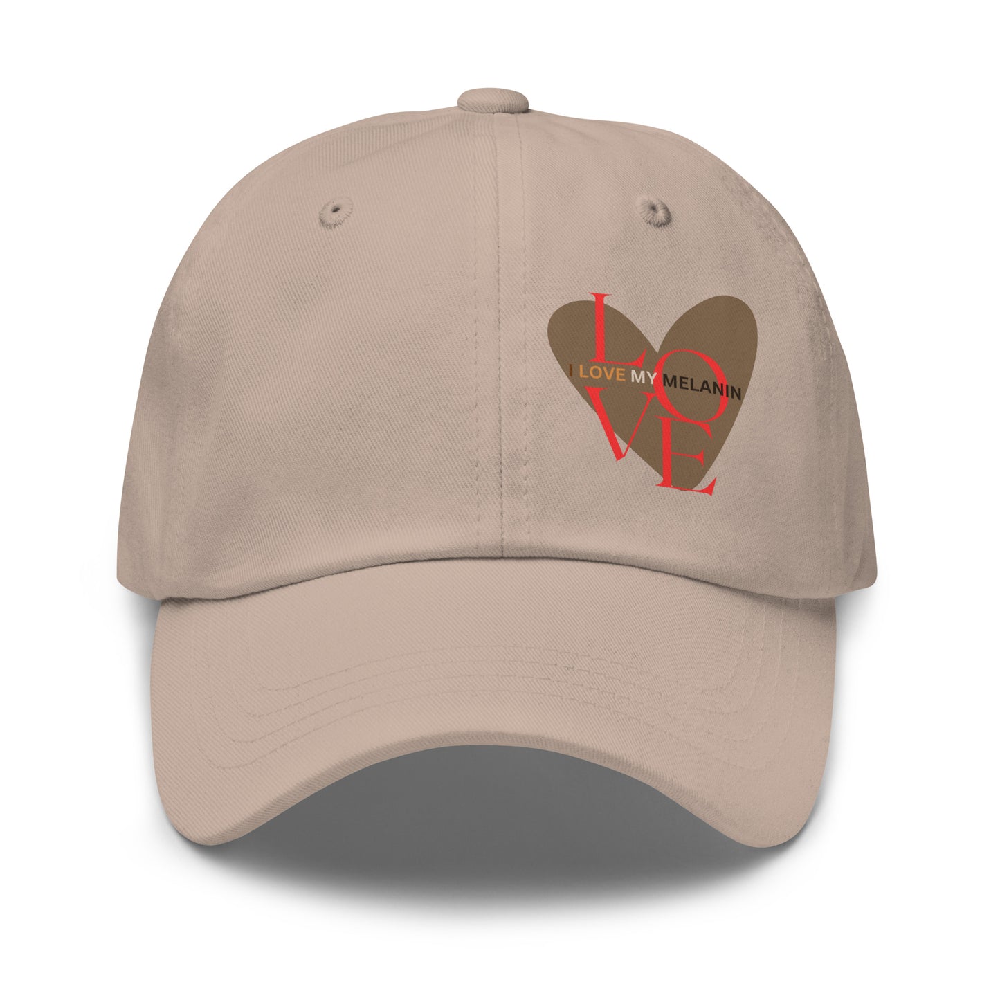 Stone/Beige I Love My Melanin classic cotton dad hat with curved visor