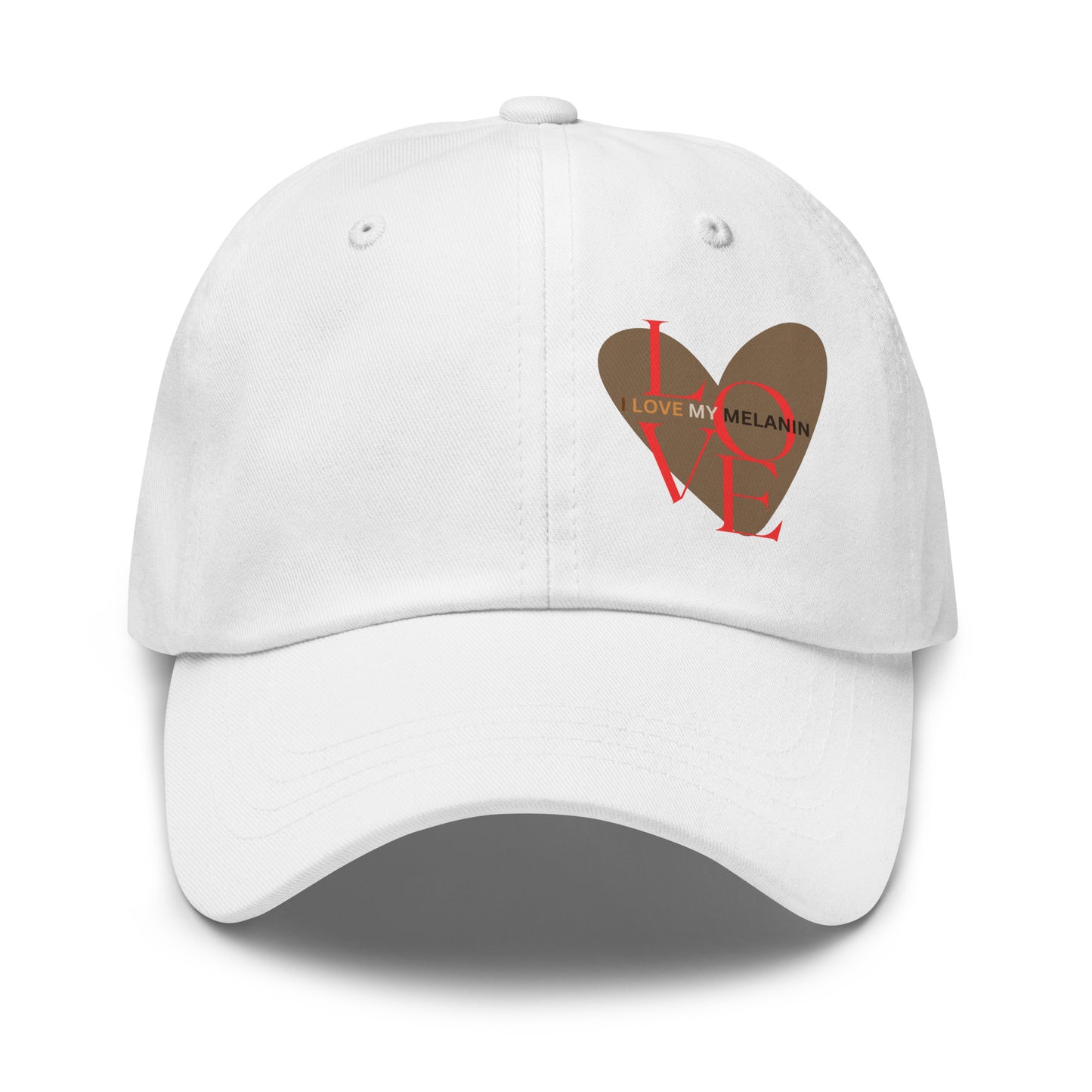 White I Love My Melanin classic cotton dad hat with curved visor