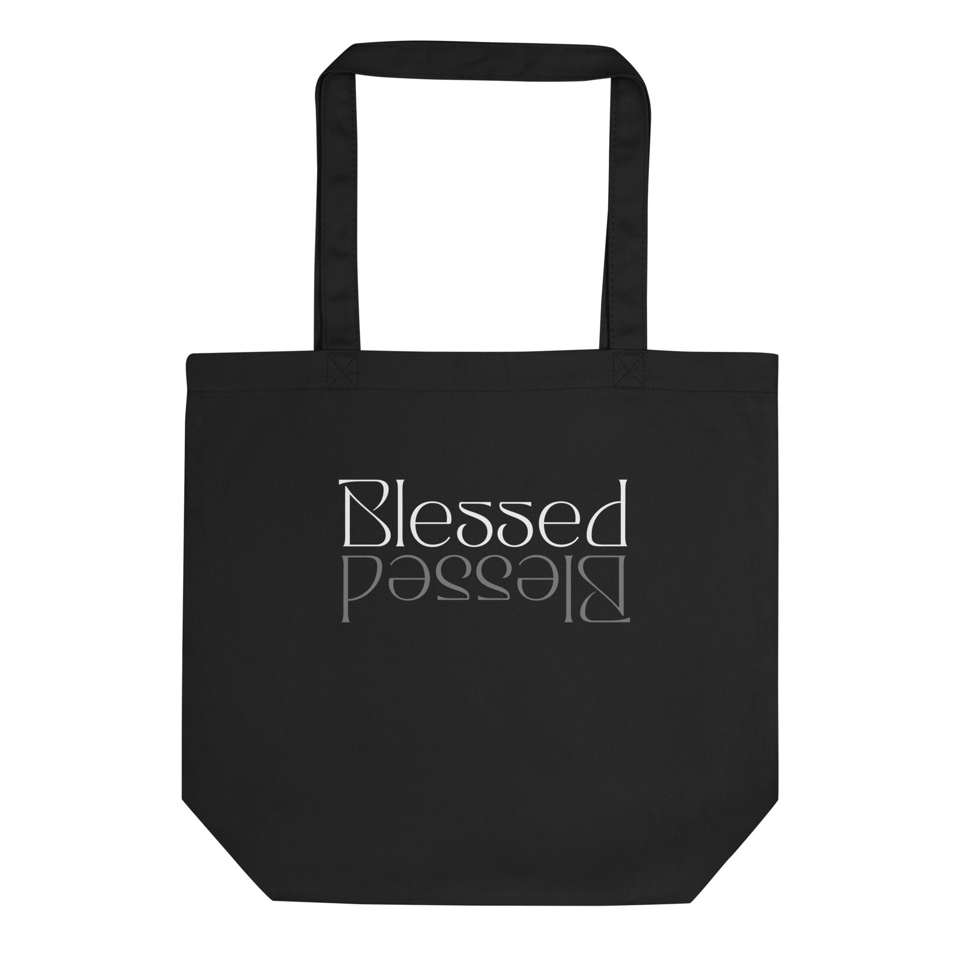 Black Eco Tote bag with Blessed print by Melanin Elevation – lightweight, organic cotton, sustainable lifestyle accessory