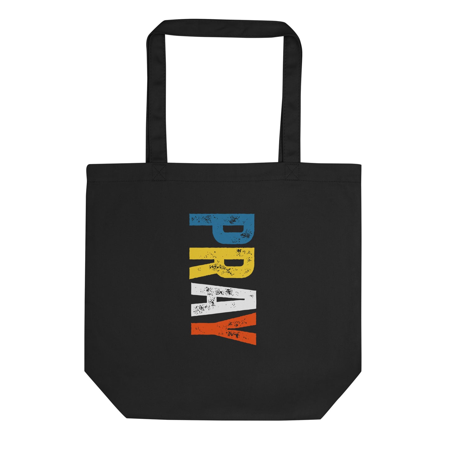 Black Eco Tote bag with PRAY print by Melanin Elevation – lightweight, organic cotton, sustainable lifestyle accessory