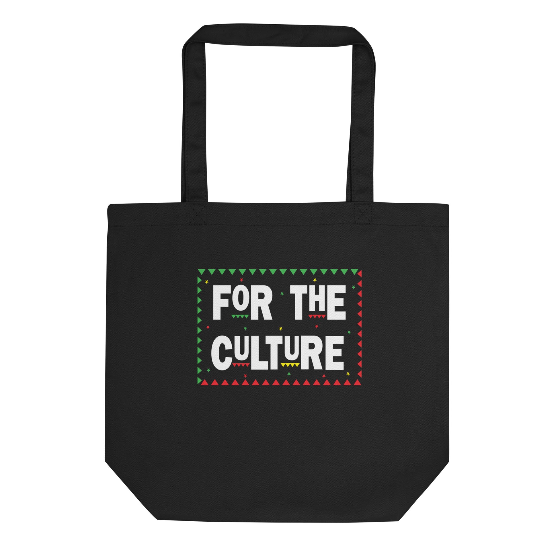 Black Eco Tote bag with For The Culture print by Melanin Elevation – eco-friendly, durable, daily essentials