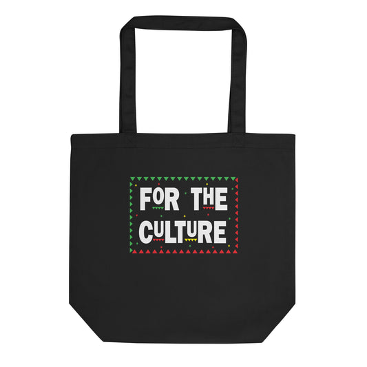 Black Eco Tote bag with For The Culture print by Melanin Elevation – eco-friendly, durable, daily essentials