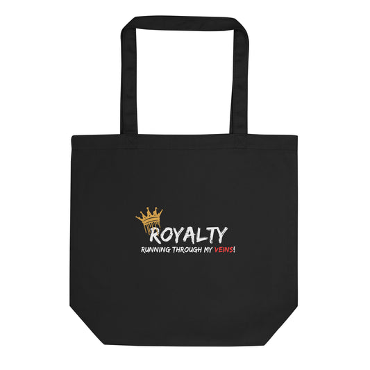 Black Eco Tote bag with Royalty Running Through My Veins print by Melanin Elevation – eco-friendly, durable, daily essentials