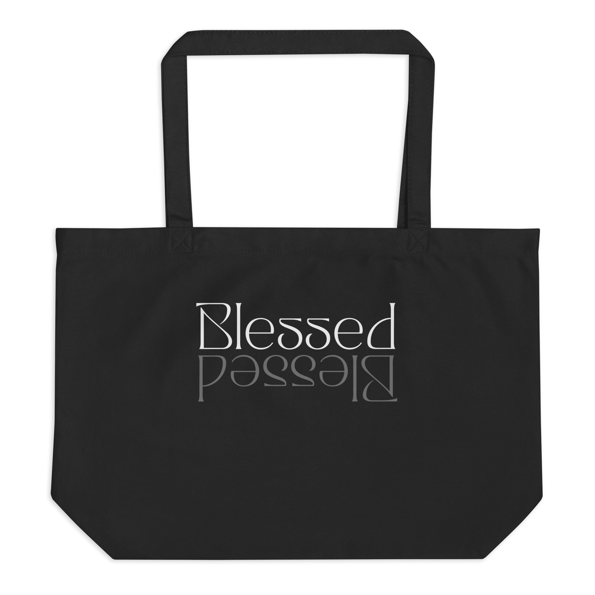 Large Black Organic Tote bag with Blessed print by Melanin Elevation – eco-friendly, durable, everyday carry essentials