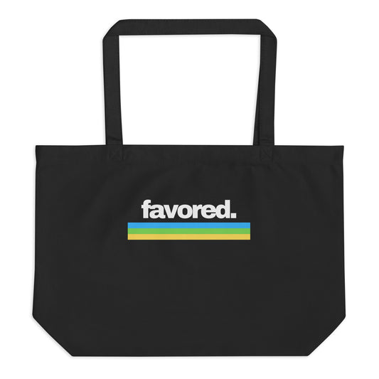 Large Black Organic Tote bag with Favored print by Melanin Elevation – eco-friendly, durable, everyday carry essentials