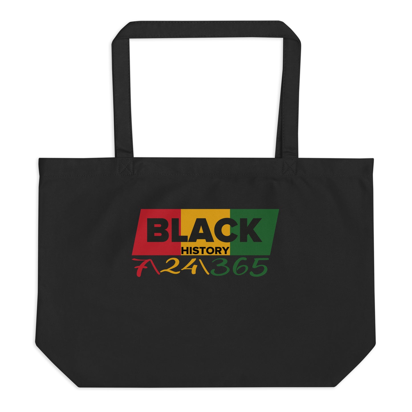Black Large Organic Tote bag with Black History 365 print by Melanin Elevation – eco-friendly, durable, daily essentials