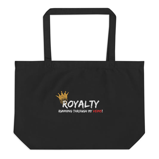 Back Large Organic Tote bag with Royalty Running Through My Veins print by Melanin Elevation – eco-friendly, durable, daily essentials