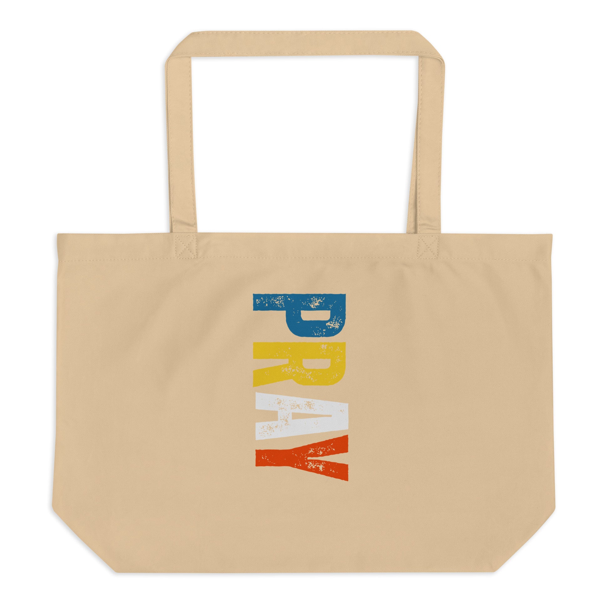 Large Beige Organic Tote bag with PRAY print by Melanin Elevation – eco-friendly, durable, daily essentials