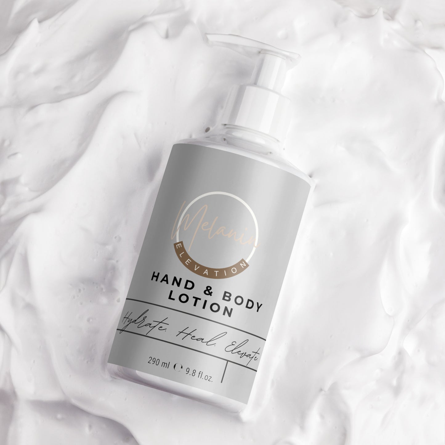 Melanin Elevation Refreshing Hand & Body Wash with zesty citrus scent in pump bottle 