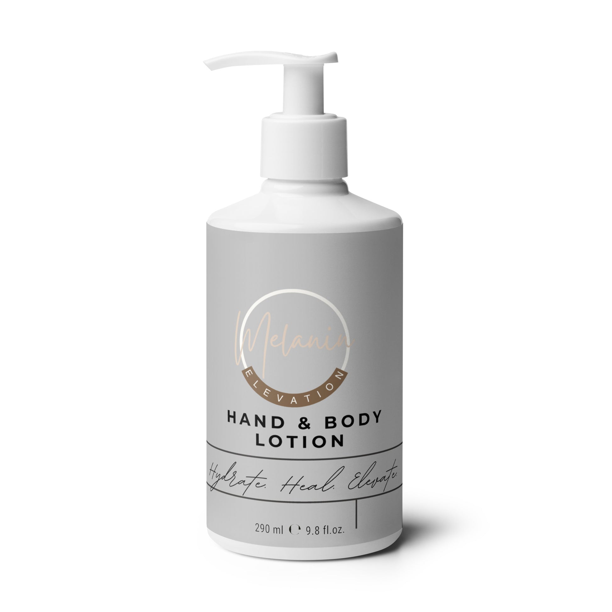 Melanin Elevation Refreshing Hand & Body Wash with zesty citrus scent in pump bottle .