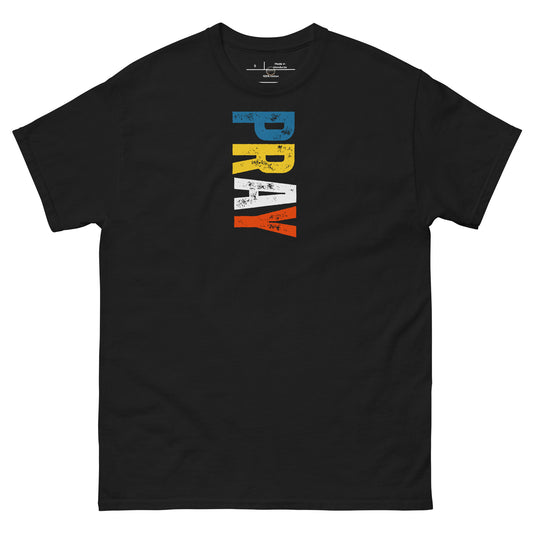 Black unisex t-shirt with “Pray” design