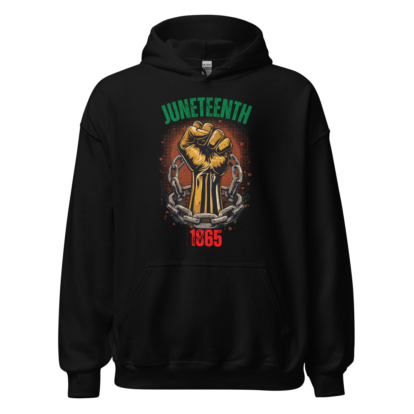 Juneteenth 1865 black hoodie celebrating Black history, freedom, and cultural pride