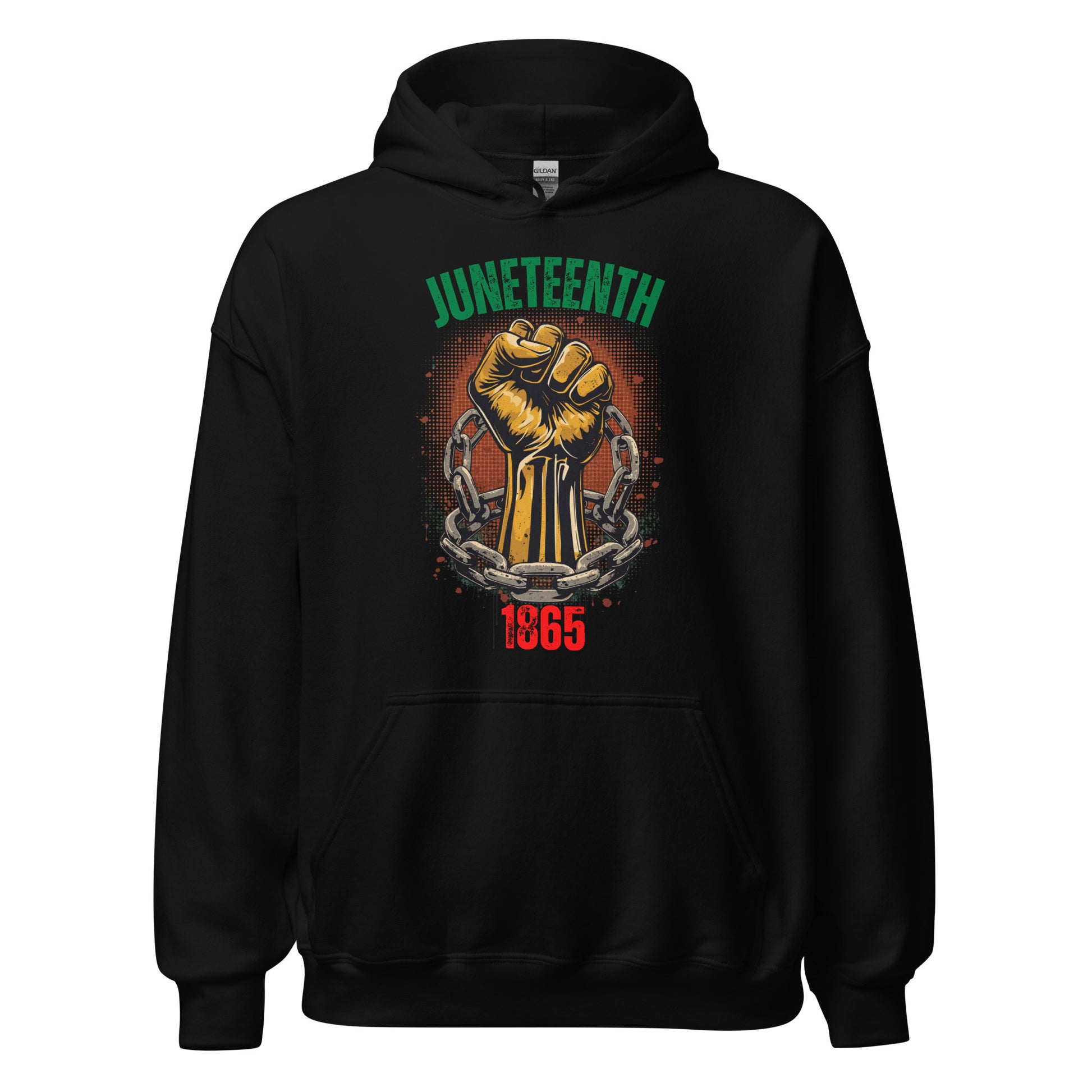 Juneteenth 1865 black hoodie celebrating Black history, freedom, and cultural pride