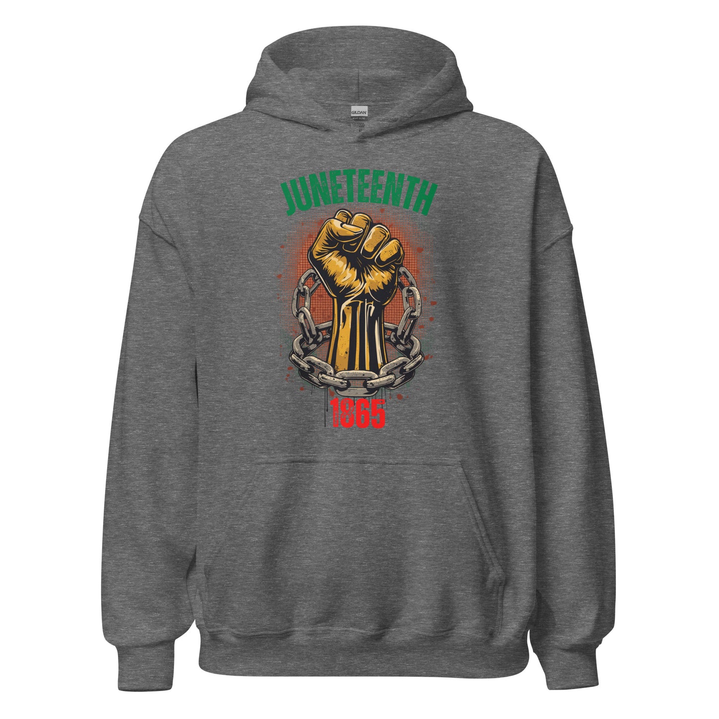 Juneteenth 1865 gray hoodie celebrating Black history, freedom, and cultural pride